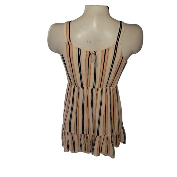 Striped Sleeveless Ruffle Hem Dress By Zunie L/14/16 Peach/Black/White‎ - Picture 4 of 5